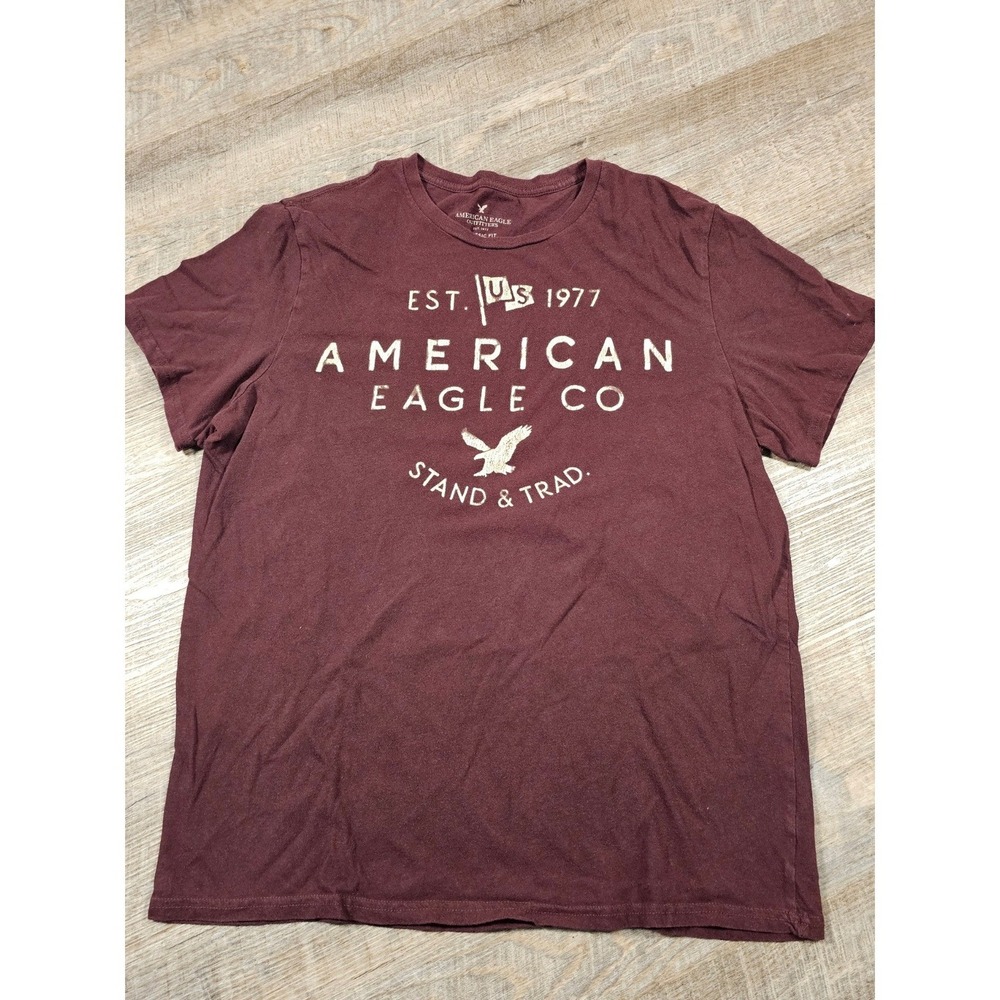 Burgundy Maroon Short Sleeve Crewneck T-Shirt Men's Medium‎ Casual Basic Tee